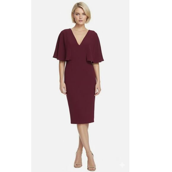 Dress the Population Louisa Dress Burgundy Red NEW XXS - Picture 2 of 9
